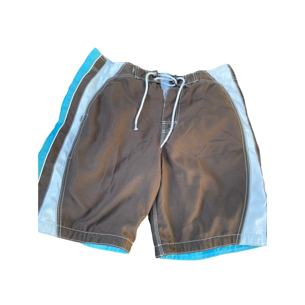 Men's Swimming Trunks American Eagle Brown and Blue Pocket Size 34